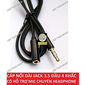 Cáp loa nối dài Jack 3.5 dài 1M 3M chuyên dùng cho điện thoại tai nghe headphone (đầu 4 nấc)