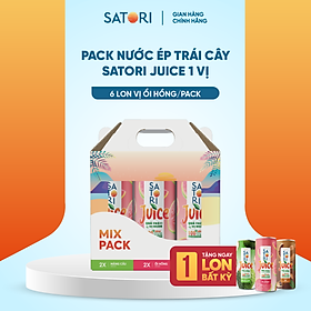 Pack 1 vị nước ép trái cây Ổi Hồng Satori Juice 250ml + Tặng 1 lon nước ép trái cây Satori Juice bất kỳ 