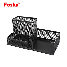 Hộp cắm bút vuông sắt Foska HY69058 Màu đen
