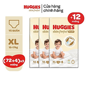 Combo 3 gói Tã quần Huggies Skin Perfect M Mega Jumbo 98+4 miếng với 2 vùng thấm giảm kích ứng da