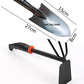 Bộ 2 dụng cụ làm vườn gồm XẺNG, CUỐC CÀO SỚI ĐẤT 2 trong 1 CÁN CAO SU dài 30cm tiện dụng