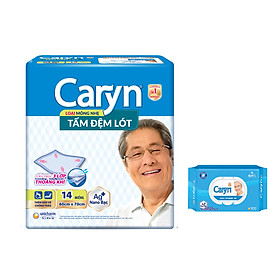 CARYN TẤM ĐỆM LÓT XL14 + 1 GÓI KHĂN ƯỚT CARYN 70 MIẾNG