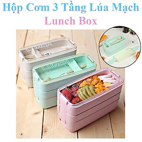 Mua Hộp Cơm 3 Tầng Lúa Mạch Lunch Box + Tặng Kèm Muỗng, Nĩa tại gia ...