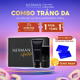 Combo dưỡng trắng da Nerman dùng cho nam giới bao gồm 1 Gel rửa mặt 100ml và 1 kem dưỡng trắng 30g