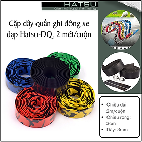 Cặp dây quấn ghi đông xe đạp thể thao Hatsu-DQ, 2 métcuộn  2 nút chặn - Dây quấn tay cầm xe đạp địa hình - Handle Bar Tape  - Đen Vàng