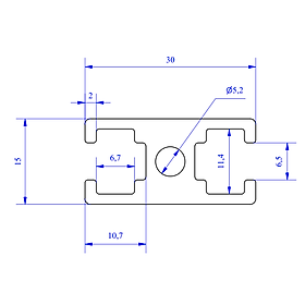 Nhôm thanh 15x30 (LWA-130261500) - Miễn phí cắt theo kích thước yêu cầu (Giá đã bao gồm VAT)