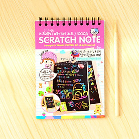 Cardboard Notebook Creative Kid DIY Drawing Scrawl Book School Supplies with Wooden Scratch Pen