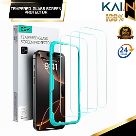 Kính Cường Lực ESR Tempered-Glass Screen Protector cho iphone 16/ 16 plus/ 16 pro/ 16 promax, kèm khung dán_ Hàng chính hãng