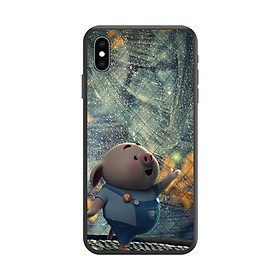 Ốp lưng TPU viền dẻo cho điện thoại IPHONE XS MAX Hình Heo Con Chạy Bộ