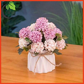 Mua Hoa giả - Bình hoa lụa tú cầu mini nhiều màu cao 18cm trang trí nhà cửa  bàn trà  văn phòng làm việc