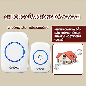 Chuông cửa không dây thông minh CACAZI A10, chống nước khoảng cách sử dụng trong 300M, 60 loại nhạc chuông, 110 DB