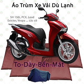 [Loại To - Tốt] Áo Bạt Phủ Trùm Xe Máy Cỡ Lớn KhoNCC Hàng Chính Hãng - Dù Cá Cỡ 3 - Đỏ Đô