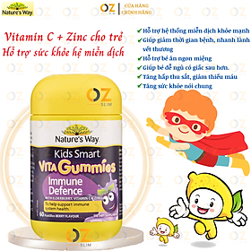 Hỗ trợ sức khỏe hệ miễn dịch cho trẻ Nature's Way Vita Gummies Vitamin C + Zinc tăng sức đề kháng, nhanh lành bệnh, hỗ trợ ăn ngon - OZ Slim Store