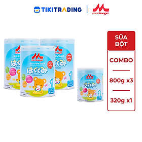 Combo 3 lon sữa Morinaga số 1 Hagukumi + 1 lon sữa Morinaga cùng loại