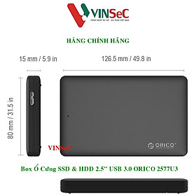 Hộp đựng ổ cứng 2.5" SSD/HDD Orico 2577U3 chuẩn sata 3 cổng USB 3.0 - Hàng Chính Hãng