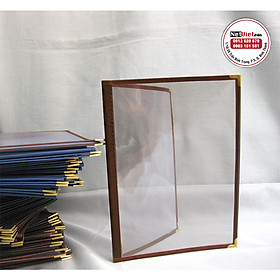 Bìa menu 2 lá nhựa A4 - Viền nhiều màu
