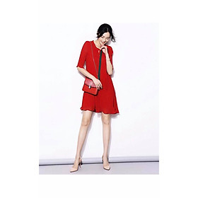 Váy voan xếp ly kiểu dáng thắt nơ kiểu dáng nữ tính - Size M Màu Đỏ