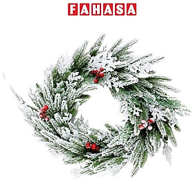 Vòng Hoa Phủ Tuyết Trang Trí Giáng Sinh 50 cm - LP-W20-POHS