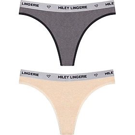 Combo 2 Quần Lót Nữ Lọt Khe Sexy Melange Cao Cấp Có Sườn Active Miley Lingerie - Màu Da và Xám Đen FMS0957 - FMS1157