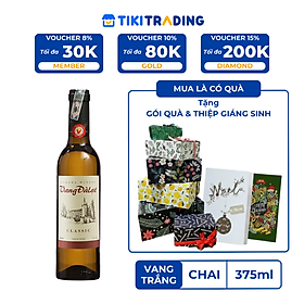 Rượu Vang Trắng Đà Lạt Classic White Wine 375ml 12% - Không kèm hộp