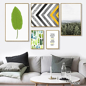 Mua Bộ tranh khung canvas treo tường lá cây nhiệt đới