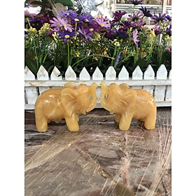 Mua Cặp tượng voi phong thủy đá ngọc hoàng long - Dài 10 cm
