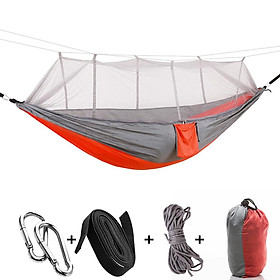 1-2 Người Vải Cotton Võng Vải Muỗi Net Ngủ Cầm Tay Đôi Hamak Vườn Treo Nghỉ Ngơi Tại Giường Đu Sọc cầu vồng - one