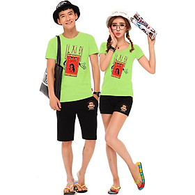 Bộ Áo Thun Đôi Nam Nữ Lì Xì Đi Màu Xanh Chuối - L