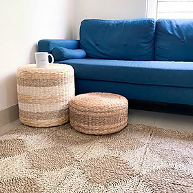 Thảm trải sàn ONGTRE /decor ô vuông 30x30cm bằng cói hình chữ nhật