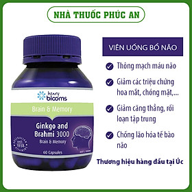 Viên uống bổ não, tăng cường trí nhớ Ginkgo and Brahmi 3000 Henry Blooms 30 - 60 viên