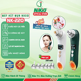 Máy Hút Mụn Cầm Tay Nikio NK-220 - Camera Hỗ Trợ Soi Da - Có 6 Đầu Hút Cải Tiến Mới, Hút Sạch Mọi Loại Mụn - Pin Sạc Tiện Lợi