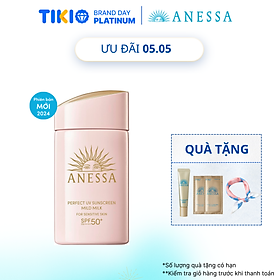 Kem chống nắng dạng sữa dịu nhẹ cho da nhạy cảm và trẻ em Anessa Perfect UV Sunscreen Mild Milk For Sensitive Skin SPF 50+ PA++++ 60ml