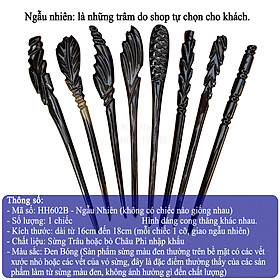 Trâm cài tóc bằng sừng hàng VIP màu đen (HH602B) đục khắc hình dễ thương/đủ loại kiểu dáng