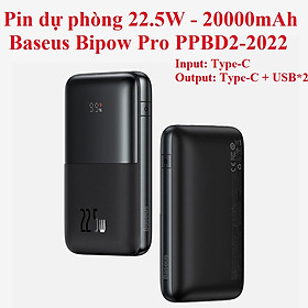 Pin sạc dự phòng 22.5W 20000mAh Baseus Bipow PRO PPBD2-2022 - Hàng chính hãng - Đen