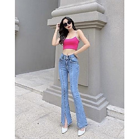 Quần Jean Nữ Nữ Lưng CAo Xẻ Lai Thời Trang Cho Nữ