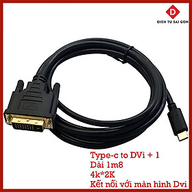 Mua Cáp chuyển tín hiệu Usb Type-c (Thunderbolt 3) ra DVI + 1 cho màn hình  máy chiếu dài 1m8 hỗ trợ độ phân giải 4k*2k