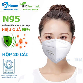 Khẩu trang y tế N95 Pro Mask [ Hộp 20 cái ] màu trắng 5 lớp kháng khuẩn, chống bụi siêu mịn PM2.5, đạt chứng chỉ ISO13485, CE, FDA.