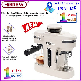 Mua Máy pha cà phê bán tự động 3 trong 1 Espresso  Cappuccino  Latte. Kết hợp máy xay cà phê 15 chế độ. Thương hiệu Mỹ cao cấp HiBREW - H14. HÀNG CHÍNH HÃNG