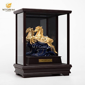 Tượng ngựa dát vàng (19x27x34cm) MT Gold Art- Hàng chính hãng, trang trí nhà cửa, phòng làm việc, quà tặng sếp, đối tác, khách hàng, tân gia, khai trương 