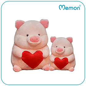 Gấu Bông Heo LuLu Ôm Tim 30cm - 55cm Cao Cấp Memon, Heo Bông LuLu Cao Cấp