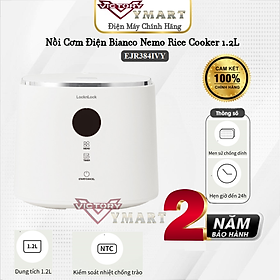 Nồi Cơm Điện Lock&Lock Bianco Nemo Rice Cooker 1.2L EJR384IVY  6 Chế Độ, Giữ Ấm 24h, màn hình LCD - Hàng Chính Hãng