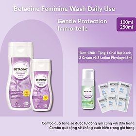 Combo 2 chai dung dịch vệ sinh phụ nữ Betadine Gentle Protection Immortelle 100ml & 250ml - 2 DD Tím:100ml&250ml