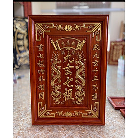 Mua Tranh cửu huyền thất tổ bằng gỗ hương đỏ và pu dát vàng cao cấp kt 68×98×4cm