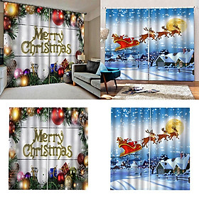 2pcs Bathroom Cartoon 3D Christmas Themed Window Curtains 2 Panels Drapes