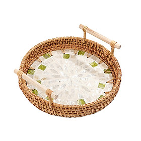 Woven Rattan Serving Tray Decorative Storage Tray for Countertop Party Table