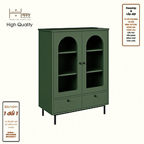 [Happy Home Furniture] SISEEL, Tủ lưu trữ cửa kính 2 cánh mở - chân sắt, 83cm x 40cm x 110cm ( DxRxC), TCM_183
