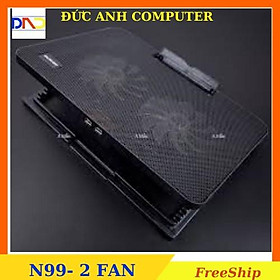 Đế Tản Nhiệt Laptop N99 COOLING PAD cho laptop từ 17 inch trở xuống- Loại Cao Cấp, 1 Fan/ 2 Fan , Đế Nâng 45 Độ