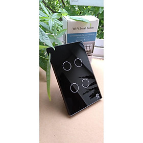 Mua CÔNG TẮC WIFI 4 NÚT BẤM MÀU ĐEN - ĐIỀU KHIỂN QUA APP TUYA & SMART LIFE