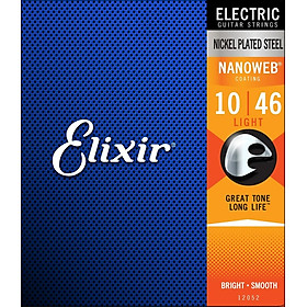 Bộ dây đàn Guitar Điện cao cấp/ Electric Guitar Strings - Elixir 12052, Bright, Smooth - Nickel Plated Steel, Nanoweb Coating, Light 10-46 - Hàng chính hãng