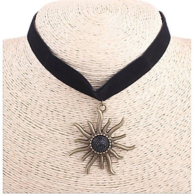 Vòng cổ choker tatoo hình ông mặt trời mầu đen phối vàng V6